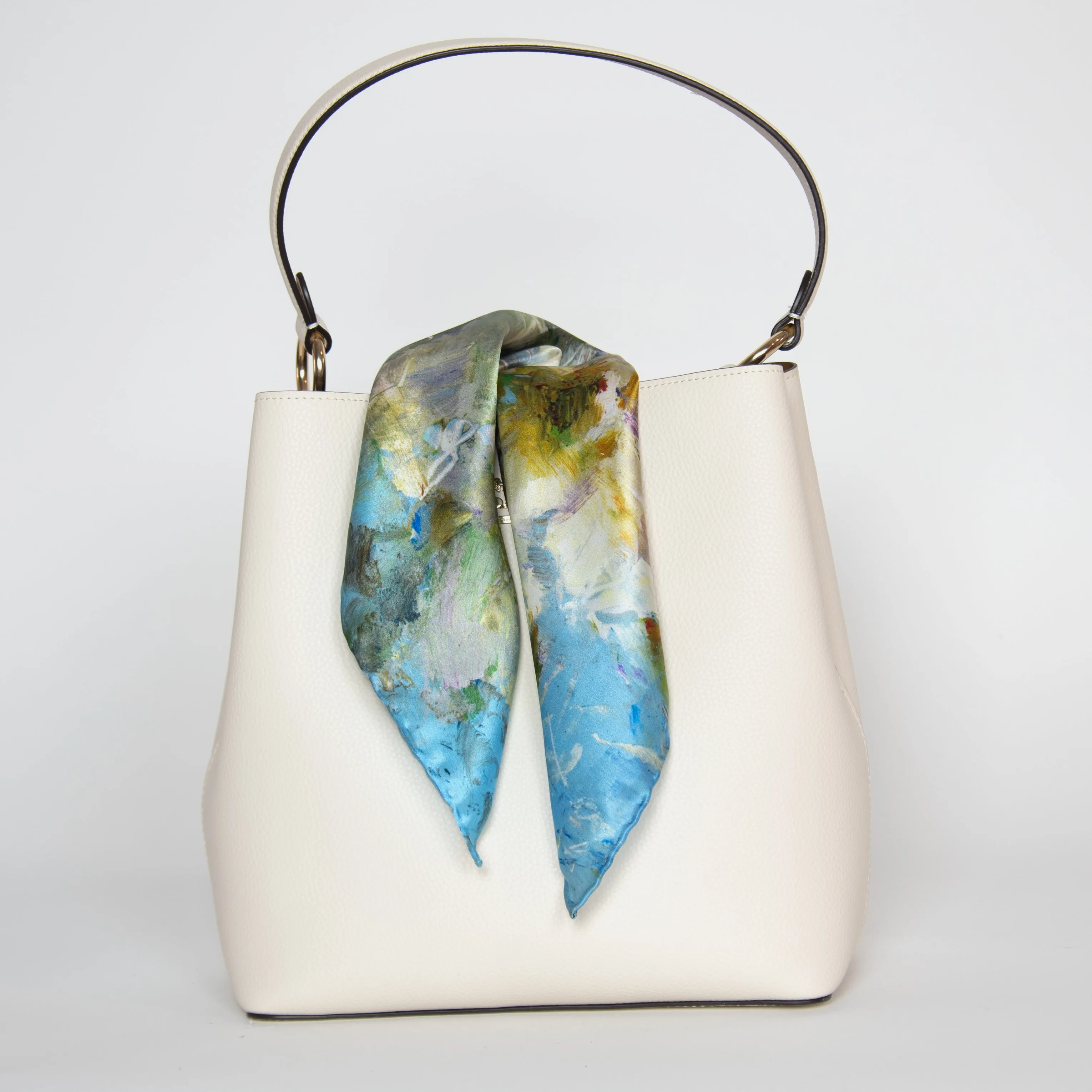 White Magnolias, 16.5-inch Square Italian Silk Scarf