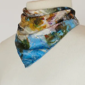 White Magnolias, 16.5-inch Square Italian Silk Scarf