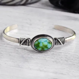 Wire-Wrapped Sterling Silver Cuff with Sonoran Gold Turquoise