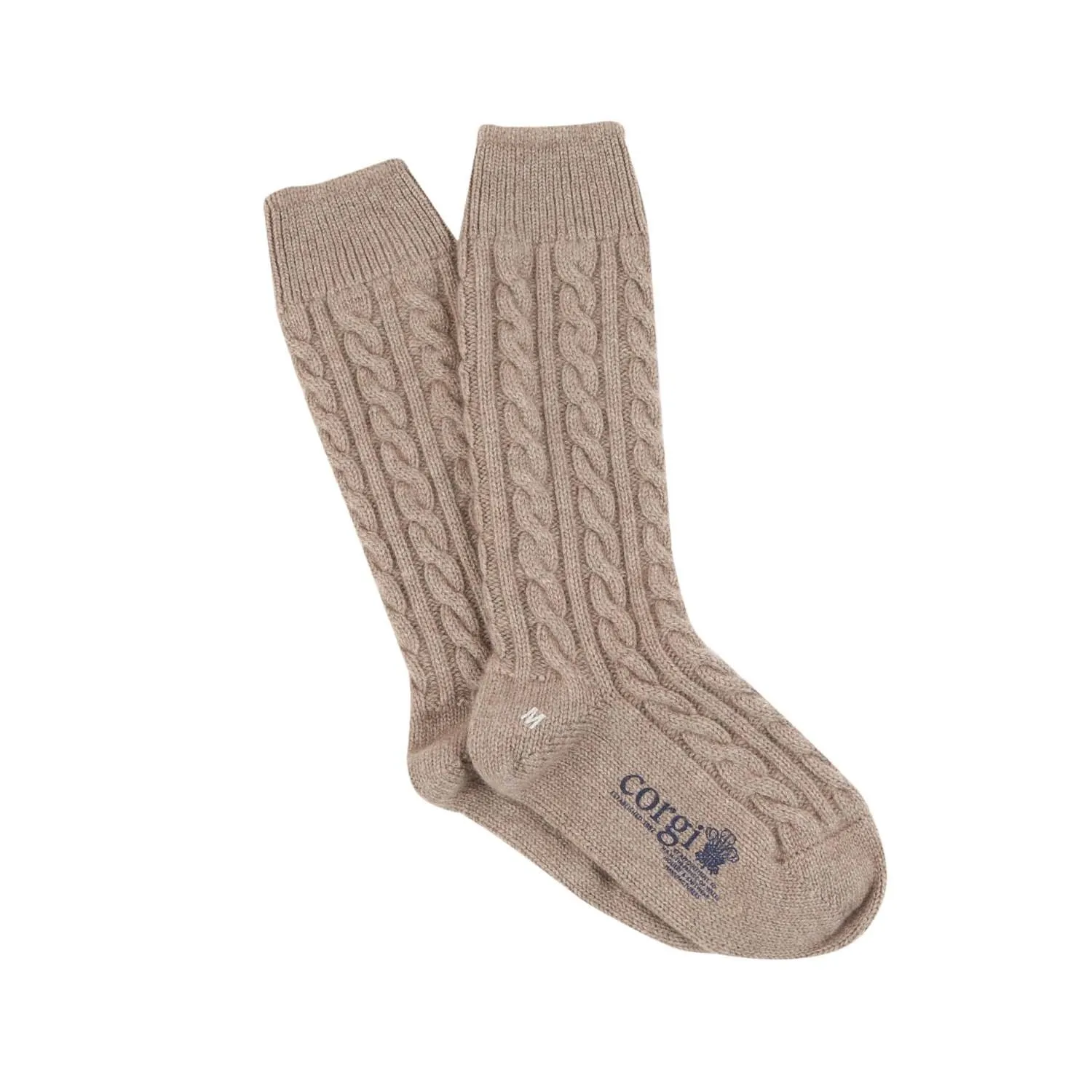 Women's Handmade Cable Pure Cashmere Socks