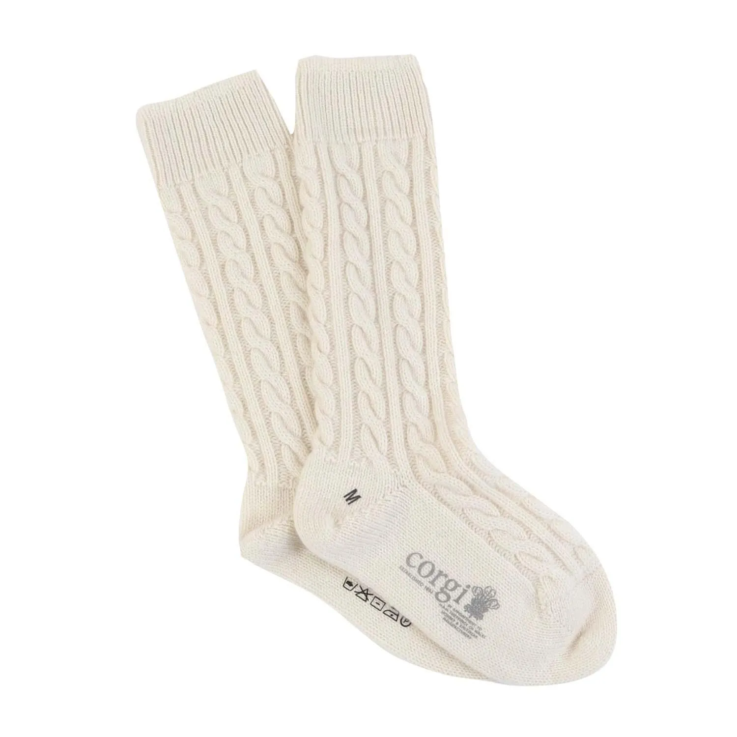 Women's Handmade Cable Pure Cashmere Socks