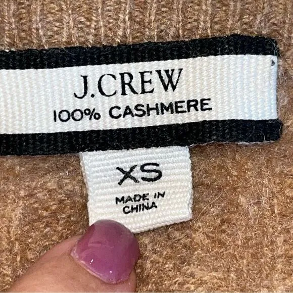 Women's J. Crew Tan Cashmere Cable Knit Sweater
