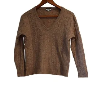 Women's J. Crew Tan Cashmere Cable Knit Sweater