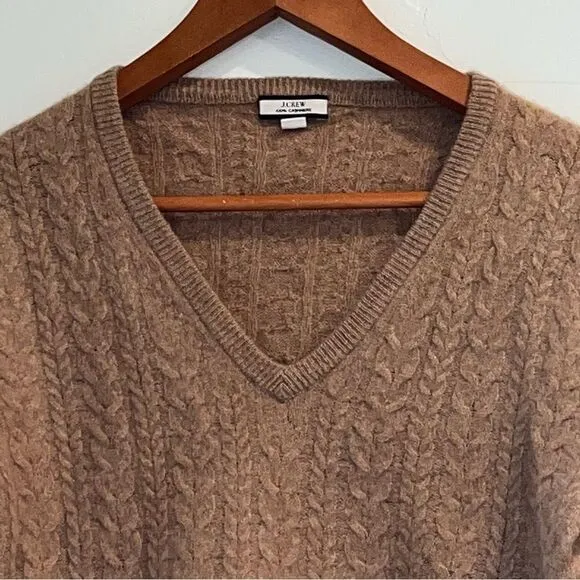 Women's J. Crew Tan Cashmere Cable Knit Sweater