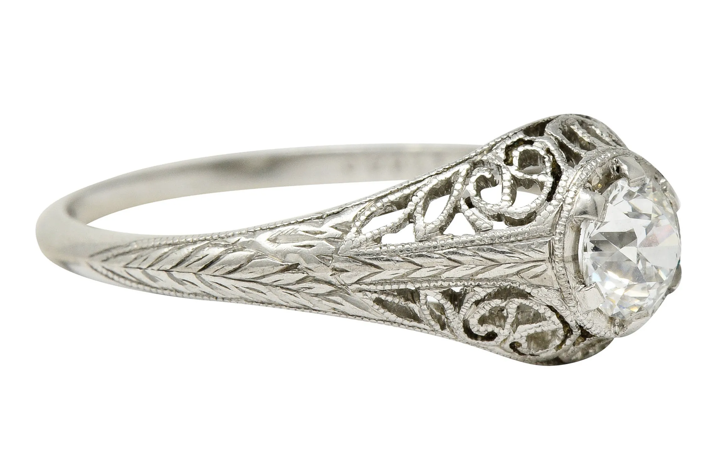 W.W. Fulmer & Co. 0.35 CTW Diamond Platinum Filigree Engagement Ring