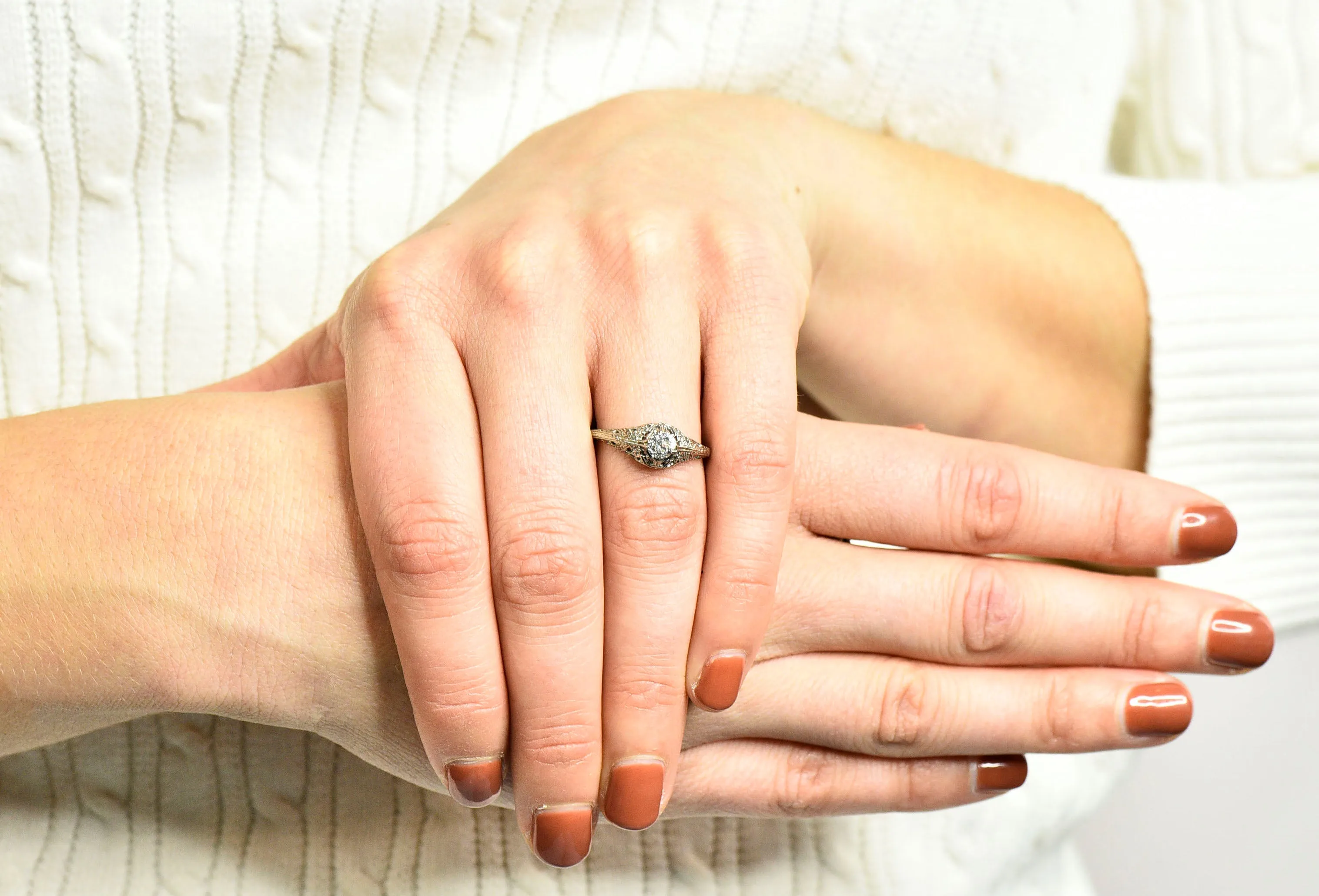 W.W. Fulmer & Co. 0.35 CTW Diamond Platinum Filigree Engagement Ring