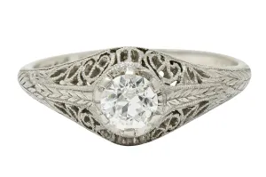 W.W. Fulmer & Co. 0.35 CTW Diamond Platinum Filigree Engagement Ring
