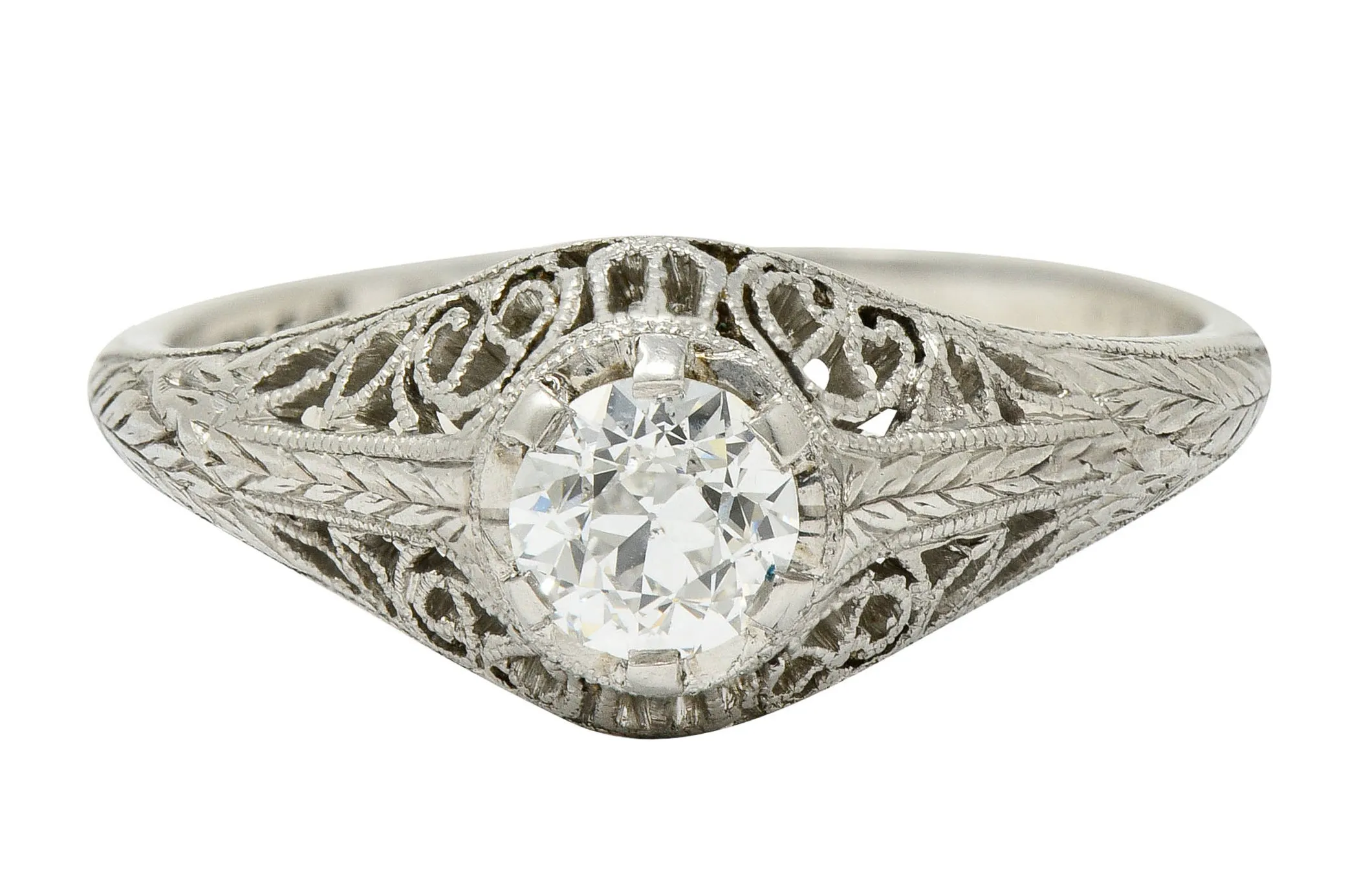 W.W. Fulmer & Co. 0.35 CTW Diamond Platinum Filigree Engagement Ring