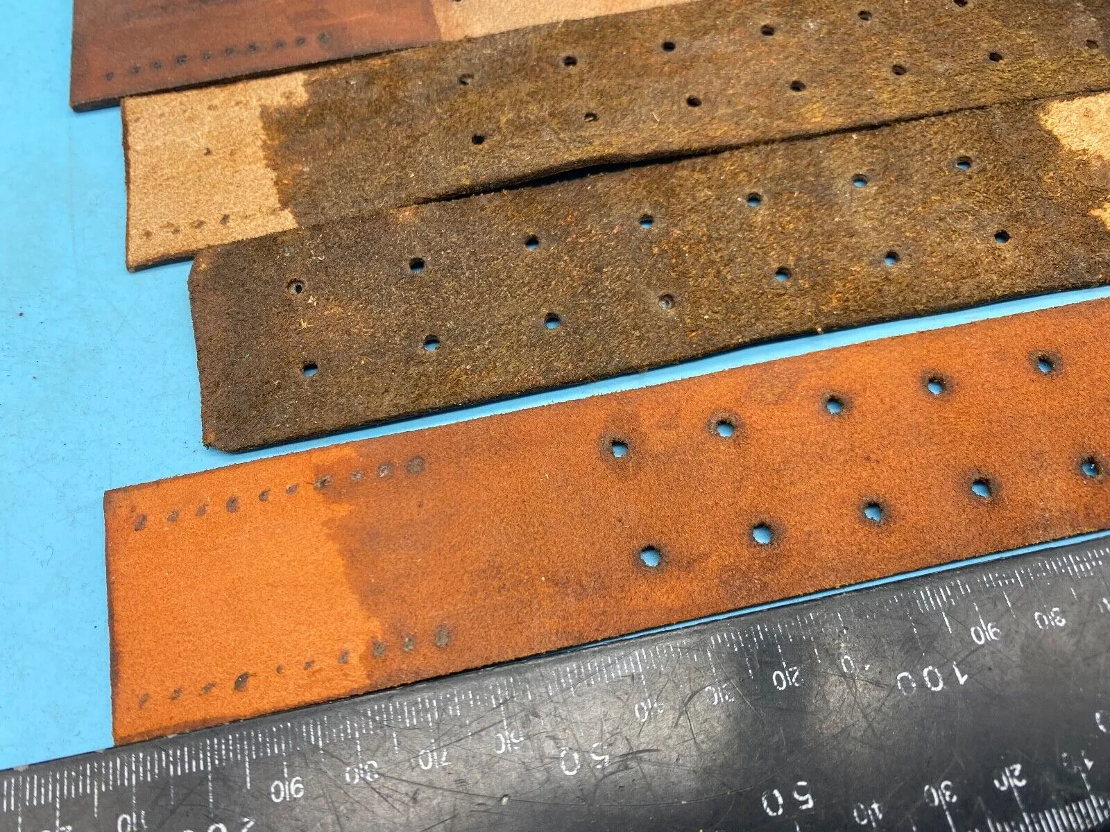 WW2 German Army belt leather fastening strip. Black Leather Reproduction
