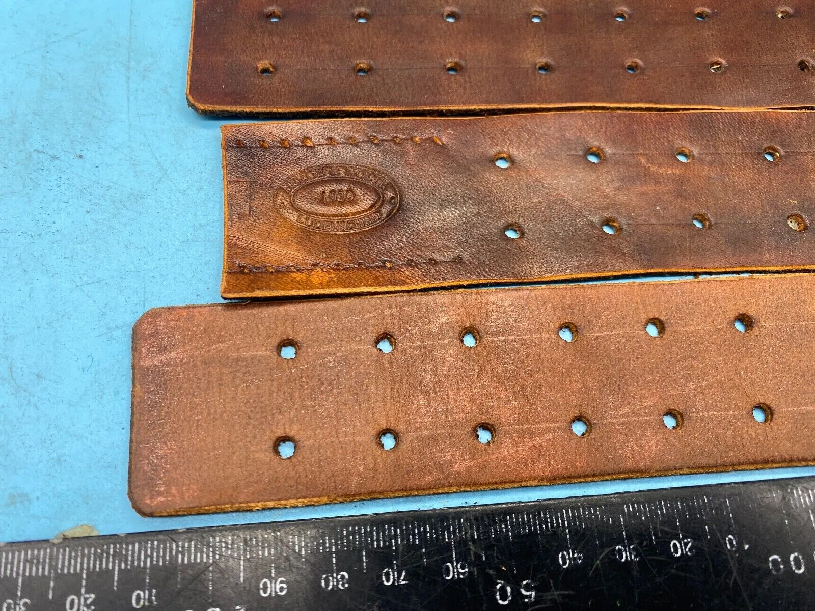 WW2 German Army belt leather fastening strip. Black Leather Reproduction