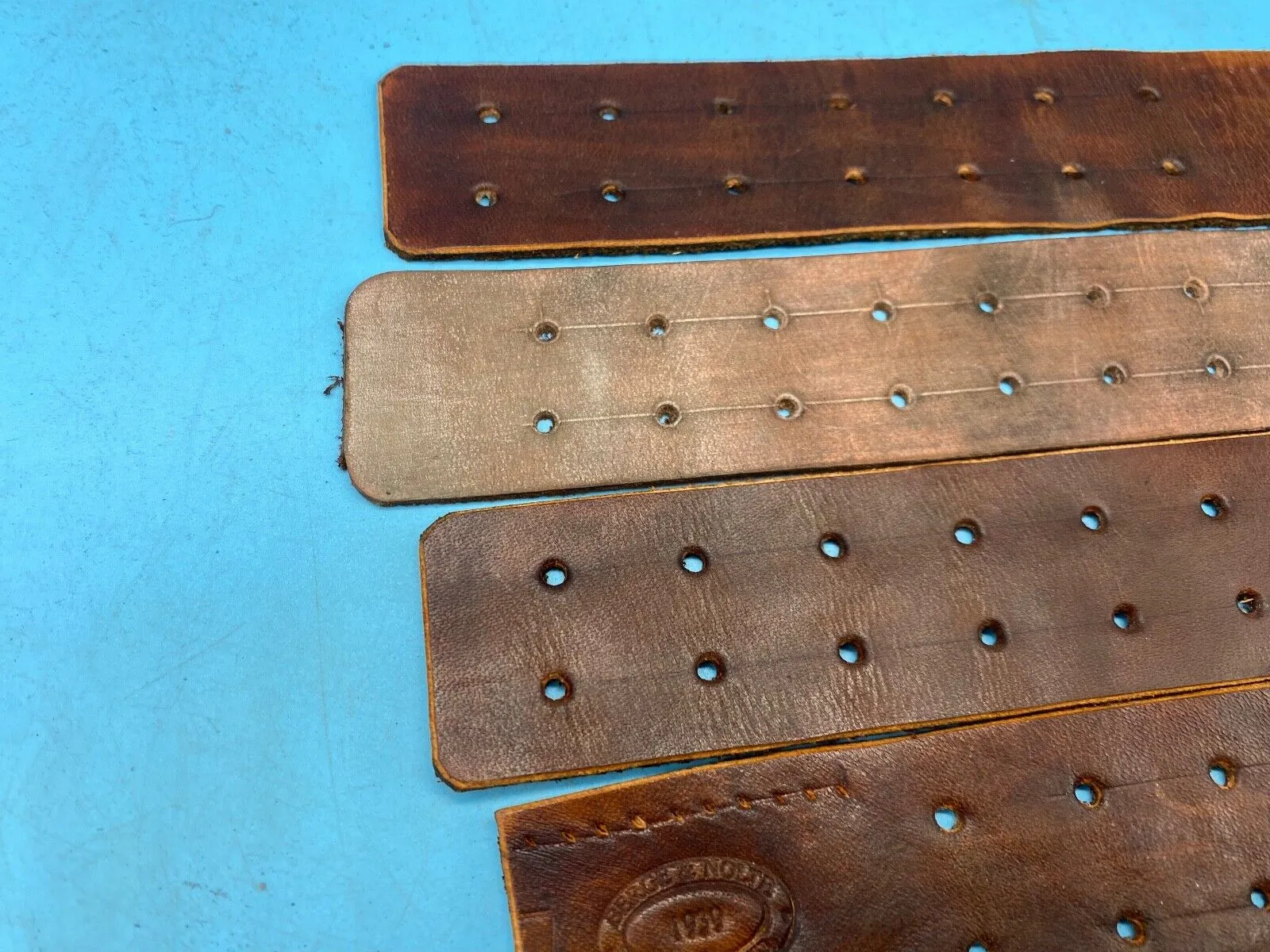 WW2 German Army belt leather fastening strip. Black Leather Reproduction