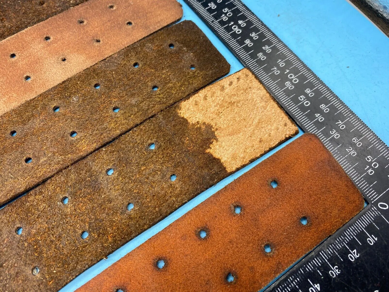 WW2 German Army belt leather fastening strip. Black Leather Reproduction