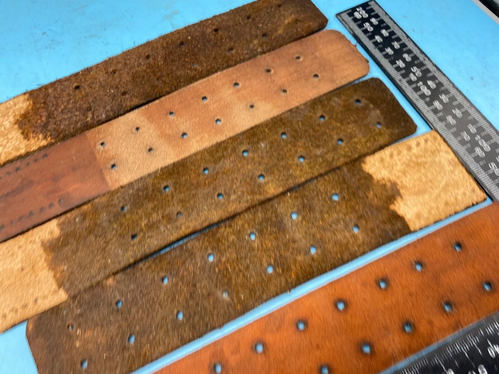 WW2 German Army belt leather fastening strip. Black Leather Reproduction
