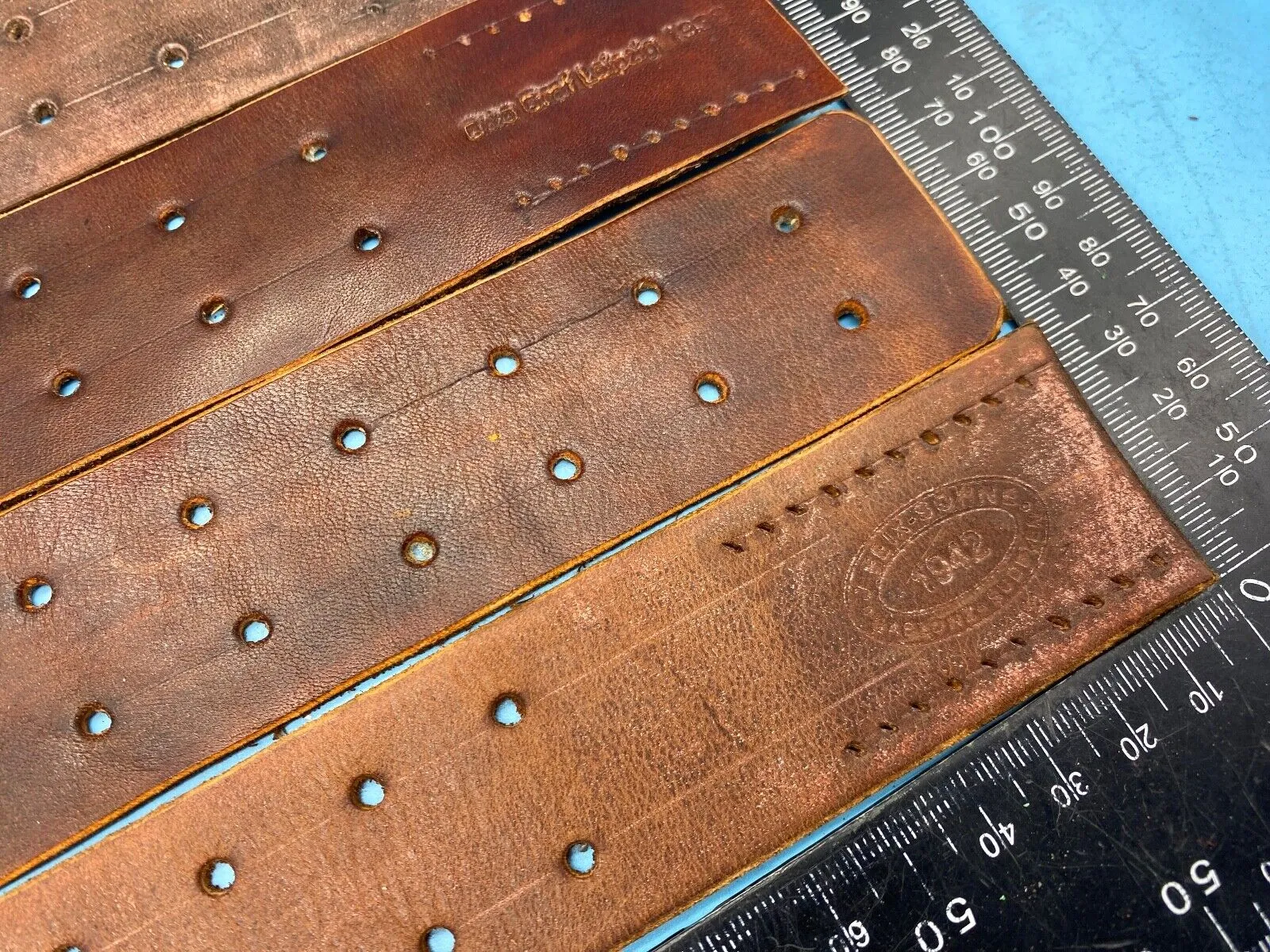 WW2 German Army belt leather fastening strip. Black Leather Reproduction