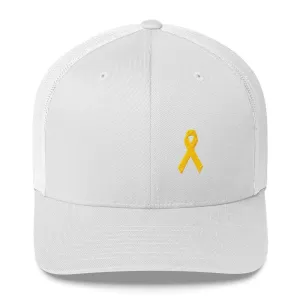 Yellow Ribbon Snapback Trucker Hat for Sarcoma Awareness, Military Causes, and Suicide Prevention