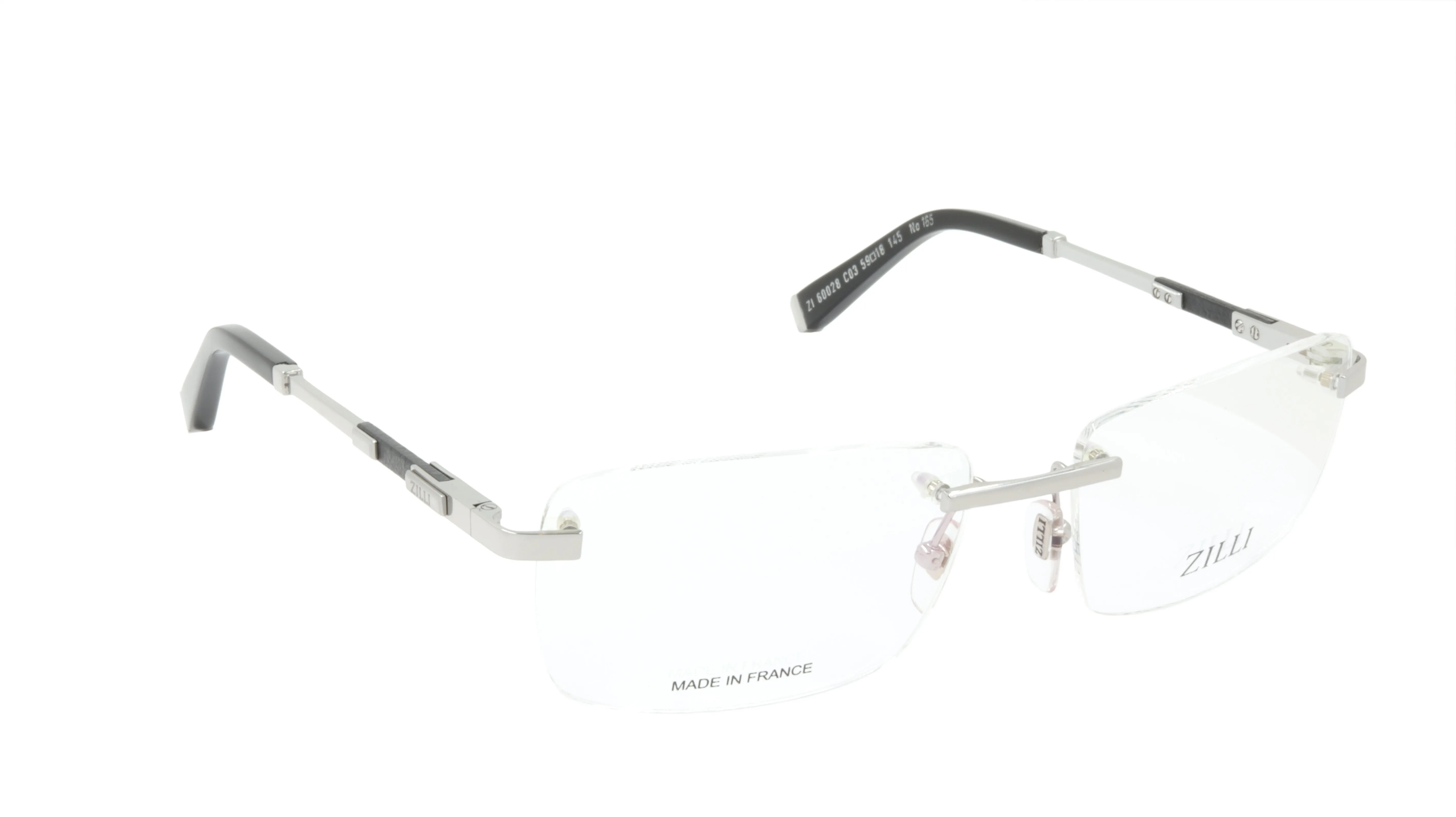 ZILLI Eyewear Rimless with Silver and Leather ZI 60028 C03